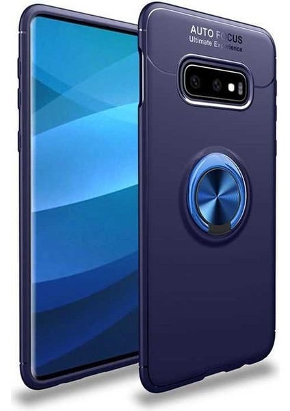 Galaxy S10E Kılıf Yüzüklü Standlı Renkli Kırılmaz Esnek Silikon Ravel Silikon Kapak