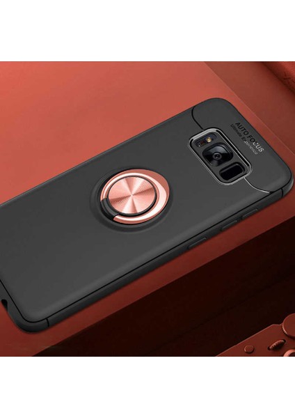 Galaxy S8 Plus Kılıf Yüzüklü Standlı Renkli Kırılmaz Esnek Silikon Ravel Silikon Kapak