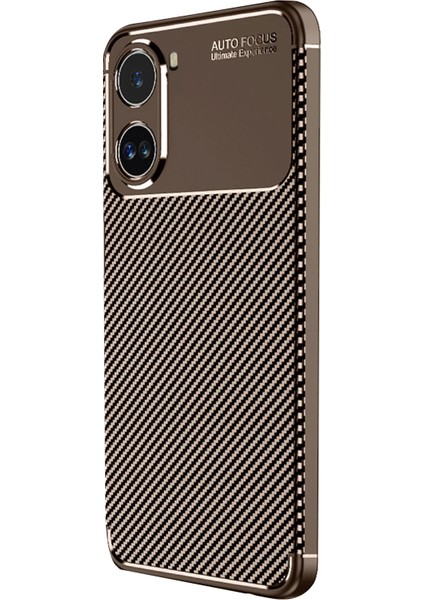 Xiaomi Poco X7 Pro Kılıf Auto Focus Karbon Kapak - Kahverengi Inslm