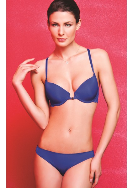 Githa Foam Cup Push Up Bra,saks Mavi Straplez Konforlu ve Şık Sütyen