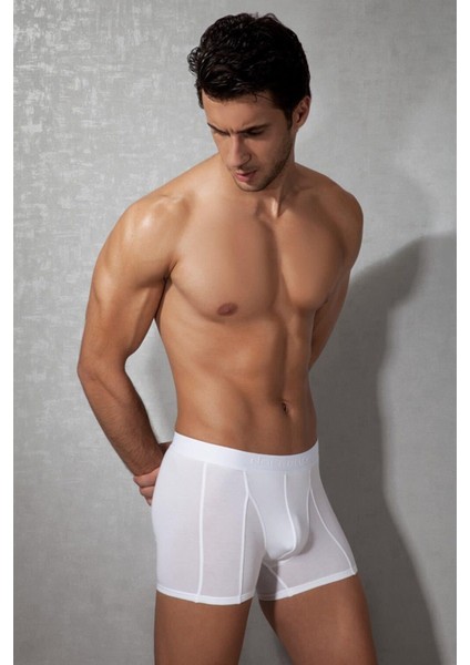 Erkek Modal Beyaz Boxer 1755-Ch