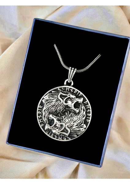 925 Ayar Gümüş Viking Kurt Kolye, Fenrir Iskandinav Mitolojisi Yeniden Doğuş Sembolü Kurt modelleri