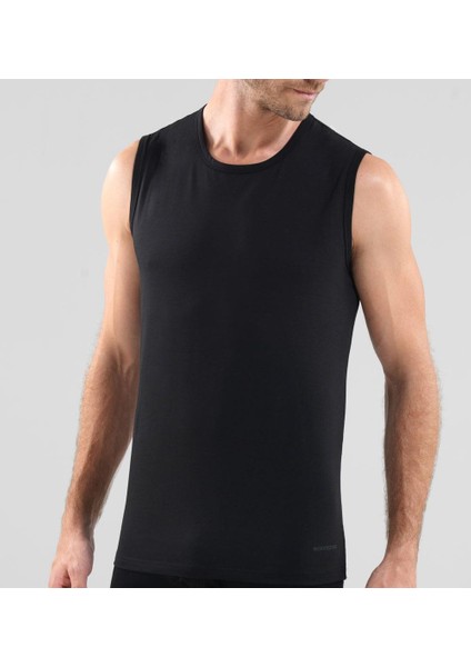 Tender Cotton Sıfır Yaka Sıfır Kol Siyah Atlet 9234