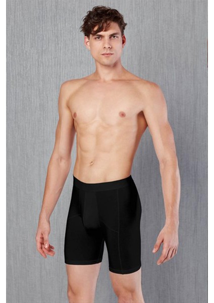 Erkek Pamuklu Uzun Paça Siyah Boxer 1792