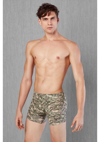 Erkek Modal Kamuflaj Baskılı Boxer 1815