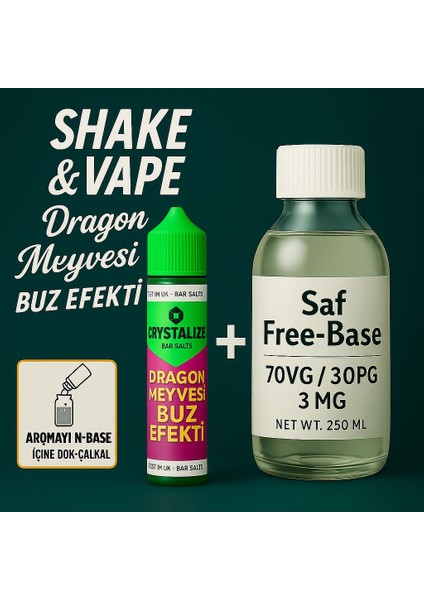 Crystalize Dragon Fruit 30ML + 3mg Free-Base 250 ml Diy Kit