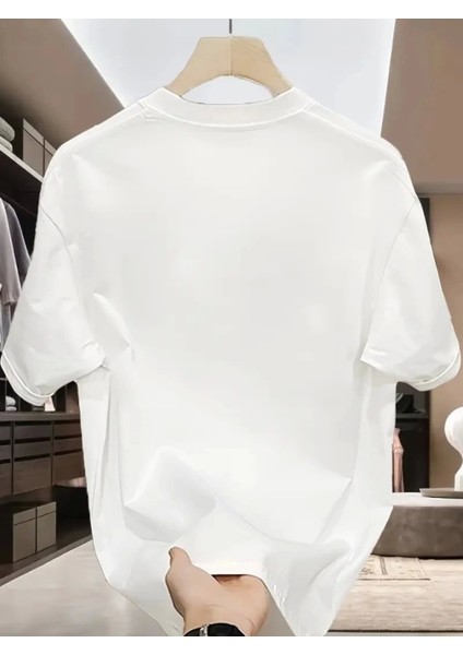 Baskılı Oversize Bisiklet Yaka T-Shirt - Beyaz fırsatları