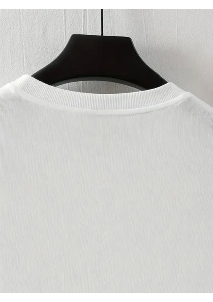 Baskılı Oversize Bisiklet Yaka T-Shirt - Beyaz fırsatları