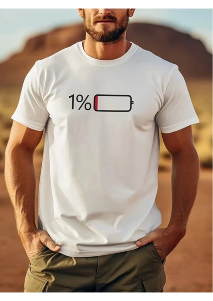 Baskılı Oversize Bisiklet Yaka T-Shirt - Beyaz
