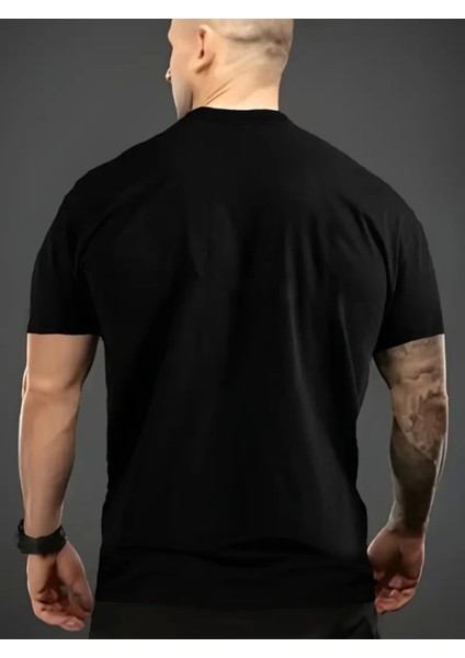 Baskılı Oversize Bisiklet Yaka T-Shirt - Siyah fırsatları