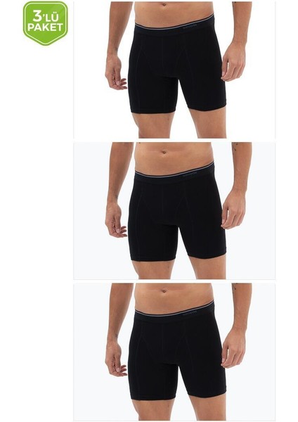 Erkek Boxer 3'lü Paket Tender Cotton 9683 Siyah