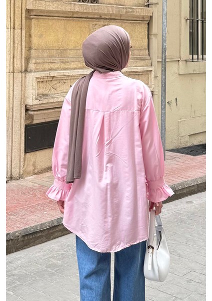 Flores Fırfırlı Tunik Şeker Pembesi