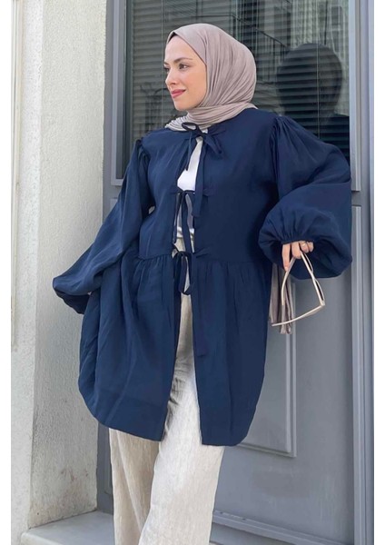 Ön Bağlamalı Iki Parça Ceket Lacivert