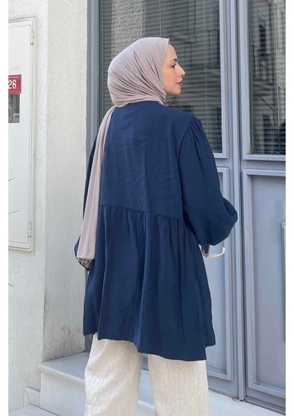 Ön Bağlamalı Iki Parça Ceket Lacivert