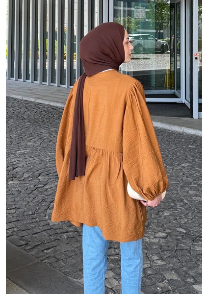 Ön Bağlamalı Iki Parça Ceket Acı Kahverengi