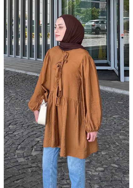 Ön Bağlamalı Iki Parça Ceket Acı Kahverengi