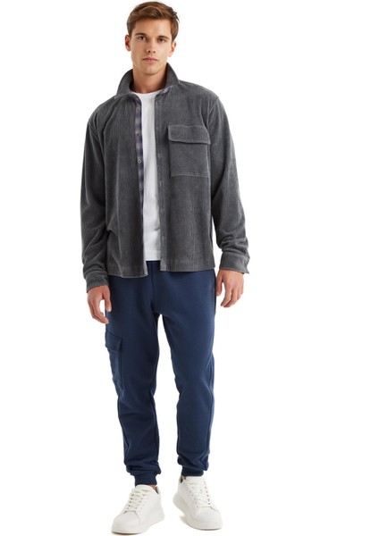 Erkek Uzun Kol Fitilli Kadife Antrasit Gömlek C8T1N6O04 modelleri