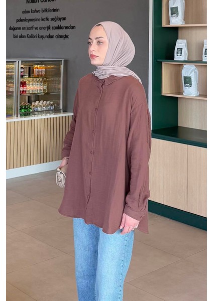 Müslin Tesettür Gömlek Acı Kahverengi fiyatları