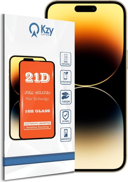 Iletişim Apple iPhone 14 Pro Tam Kaplayan 21D Temperli Ekran Koruyucu Cam