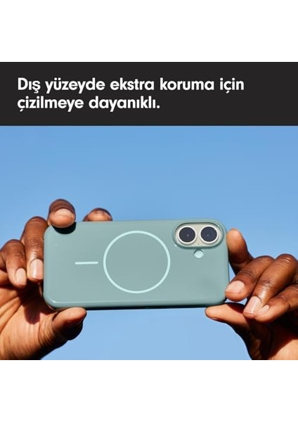 iPhone 16 Kılıf - Magsafe, Çizilmeye Dayanıklı Koruyucu Kılıf, Ince Form, Mikrofiber Kaplama - Nehir Mavisi