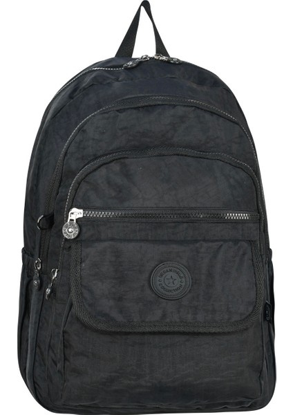 Krinkıl Suya Dayanıklı Büyük Boy Siyah Klinkır Sırt Çantası Seyahat Okul Çanta 15,6 Lise