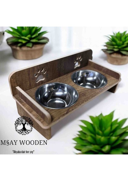 Ahşap Kedi Mama Kabı