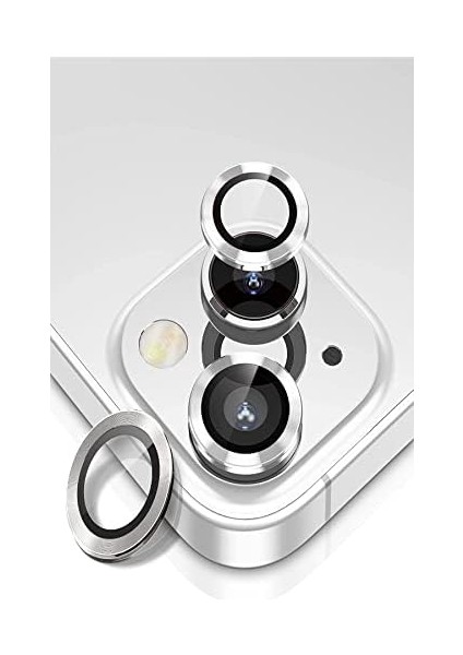Iletişim Apple iPhone 13 Alüminyum Alaşım Temperli Cam Kamera Lens Koruyucu - Gümüş modelleri