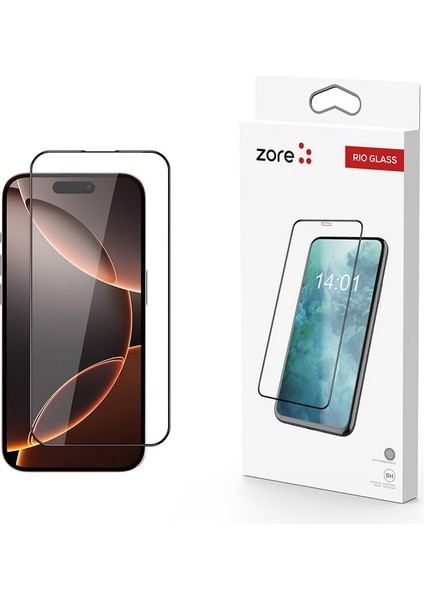 Apple Ile Uyumlu iPhone 16 Pro Zore Rio Glass Cam Ekran Koruyucu Siyah