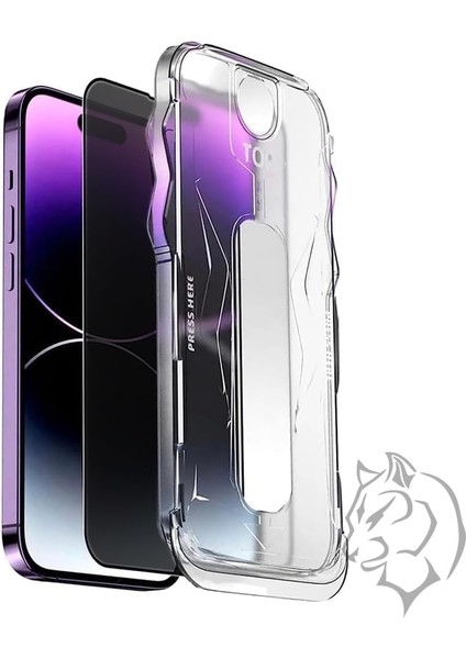 Epro iPhone 14 Pro Max (6.7'') Ile Uyumlu Hayalet Ekran Hizalama Aparatlı ve Takılırken Camın Altında Kesinlikle Toz Bırakmayan Darbelere Karşı Ekstra Güçlü Hayalet Ekran Koruyucu Cam