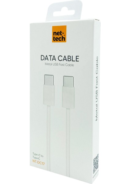 NT-DC17 60W Ip Örgü 100 cm Type-C To Type-C Şarj ve Data Kablosu