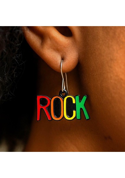Rock Yazısı Şekilli Mineli Kadın Küpe Çift Adet El Yapımı Küpe fiyatları