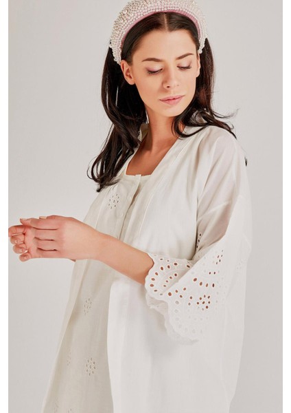 Kadın Ekru Lohusa Gecelik & Sabahlık Takımı 30108 fırsatları