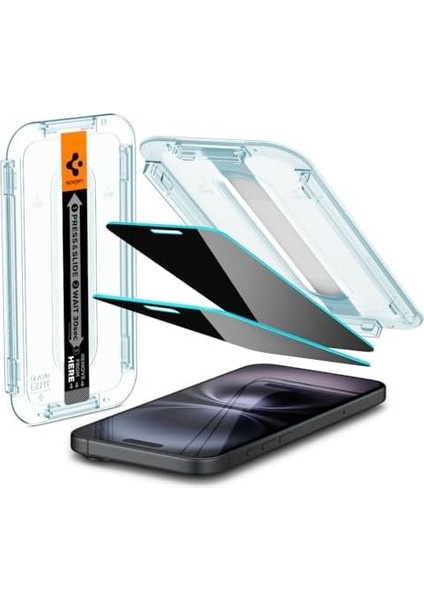 iPhone 16 / iPhone 15 Hayalet Cam Ekran Koruyucu Kolay Kurulum Glas.tr Ez Fit Privacy (2 Adet) - AGL06905