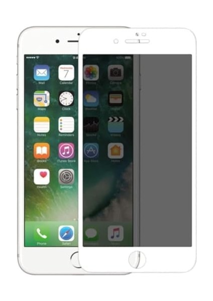 iPhone 7 / 7g / 8 / 8g Beyaz ile Uyumlu Hayalet 6d Cam Ekran Koruyucu, iPhone 7 / 7g / 8 / 8g Beyaz Privacy Ekran Koruyucu Kırılmaz modelleri