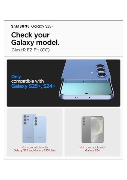 Galaxy S24 Plus Cam Ekran Koruyucu Kolay Kurulum Glas.tr Ez Fit Hd (2 Adet) - AGL07432