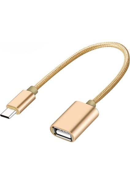 USB 3.0 To Type-C Otg Adaptör Dönüştürücü - 4 Farklı Model (Örgülü Altın)