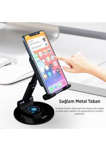 Katlanabilir 360 Derece Dönen Masaüstü Telefon Standı Siyah
