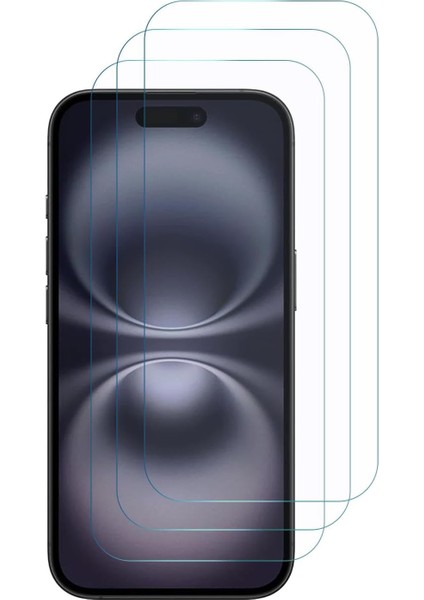 Apple iPhone 16 Screen Protector Nano Glass Cam Ekran Koruyucu (3`lü Paket) [iphone 16 ile Uyumlu Ekran Koruyucu - Şeffaf]