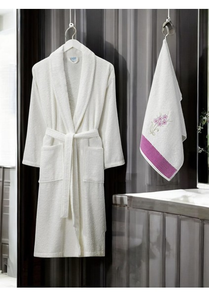 Zena Krem Kadın Havlulu Bornoz