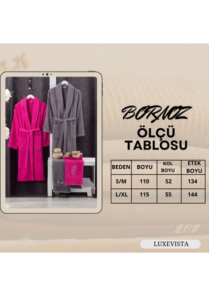 Zena Fuşya Antrasit Havlulu Bornoz