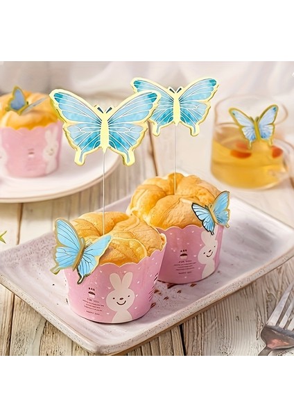 Mavi Renkli 21'li Kelebek Figür Pasta Süsü Seti – Renkli 3D Kelebek Figürlü Pasta ve Dekor Süsü fırsatları
