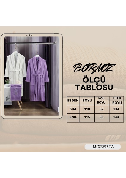 Zena Krem Lavanta Havlulu Bornoz modelleri