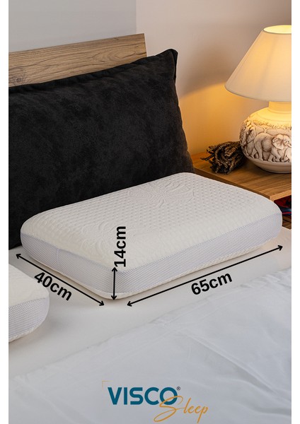 Visco Yastık Ergonomik Yastık Fiore Doğal Viskon Kılıflı Yastık 65 x 40 x 14 cm fırsatları