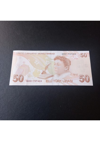 399636854707D336DE 9.emisyon Çil 50TÜRK Lirası G001 Serisi Kağıt Para