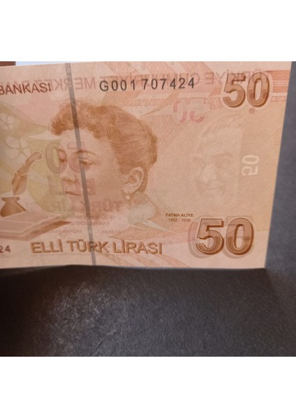 399636854707D336DE 9.emisyon Çil 50TÜRK Lirası G001 Serisi Kağıt Para modelleri