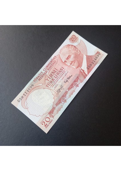 39963685477F34F74A 6.emisyon 3.tertip G59 Serisi Çil 20LIRA Eski Kağıt Para