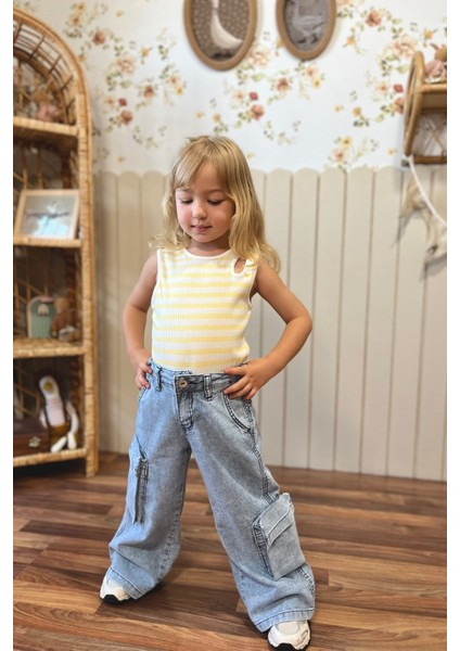 Fitilli Kız Çocuk Kolsuz Bluz Sarı fiyatları