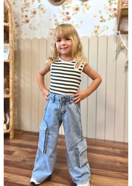 Fitilli Kız Çocuk Kolsuz Bluz Yeşil