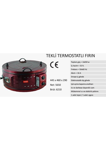Yuvarlak Tek Tepsili Termostatlı Emaye Davul