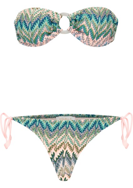 Tokalı Starplez Triko Bikini
